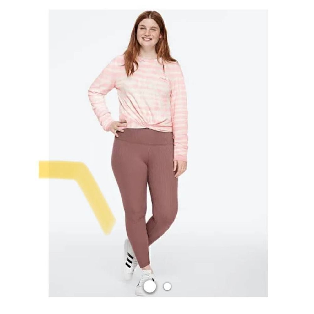 VS pink high waist ribbed leggings /cocoa rose-pink XS GUC